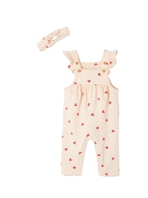 Baby-Set: Sweat-Overall & Haarband mit Recycling-Polyester
