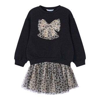 2-tlg. Set Sweatshirt und Tüllrock Leoprint