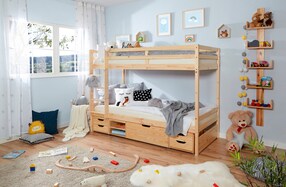 Etagenbett Finn Natur mit 4er Funktionsschubkasten