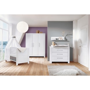 3-tlg. Babyzimmer Nordic White mit 3-türigem Kleiderschrank