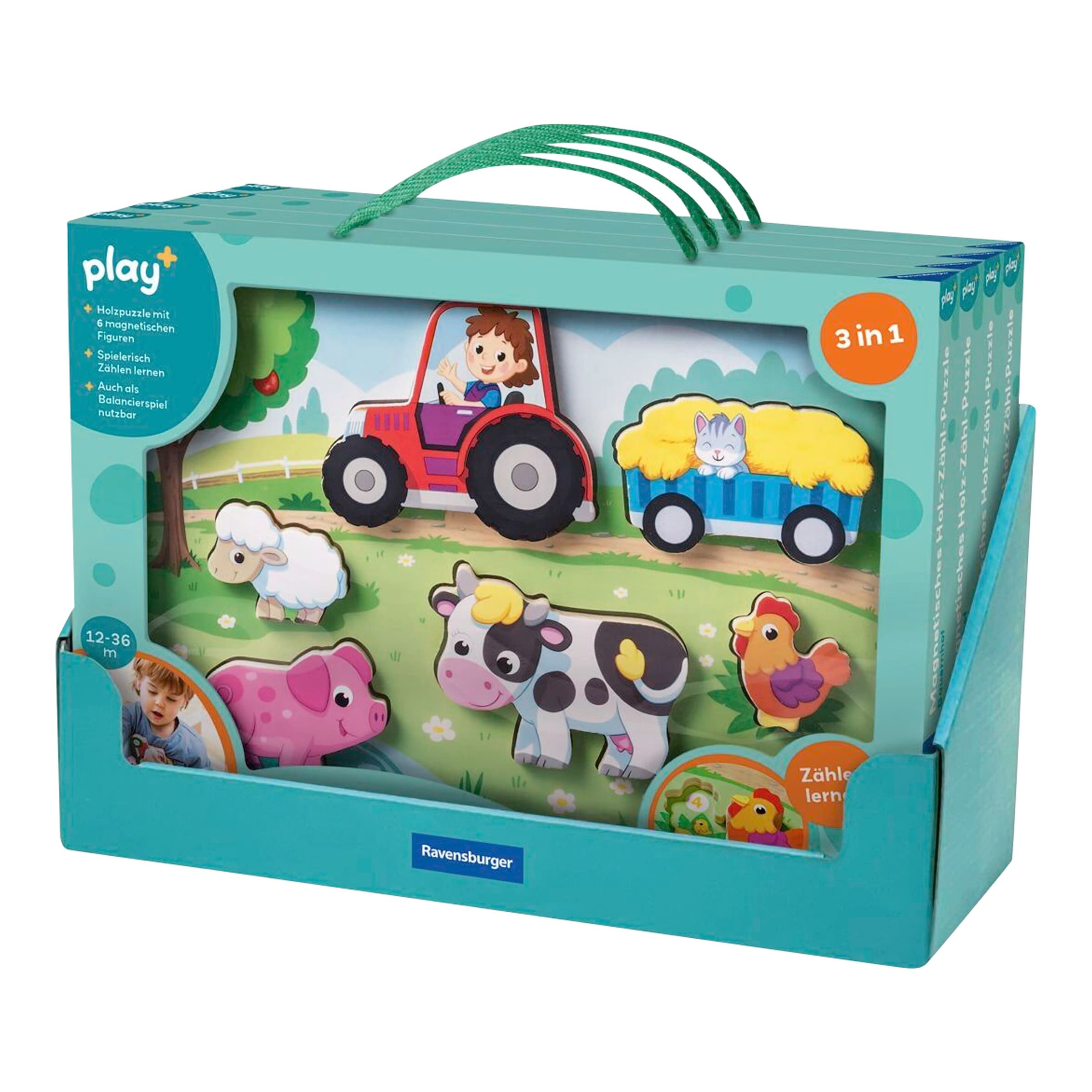 Ravensburger Play+ Magnetisches Holz-Zähl-Puzzle: Bauernhof
