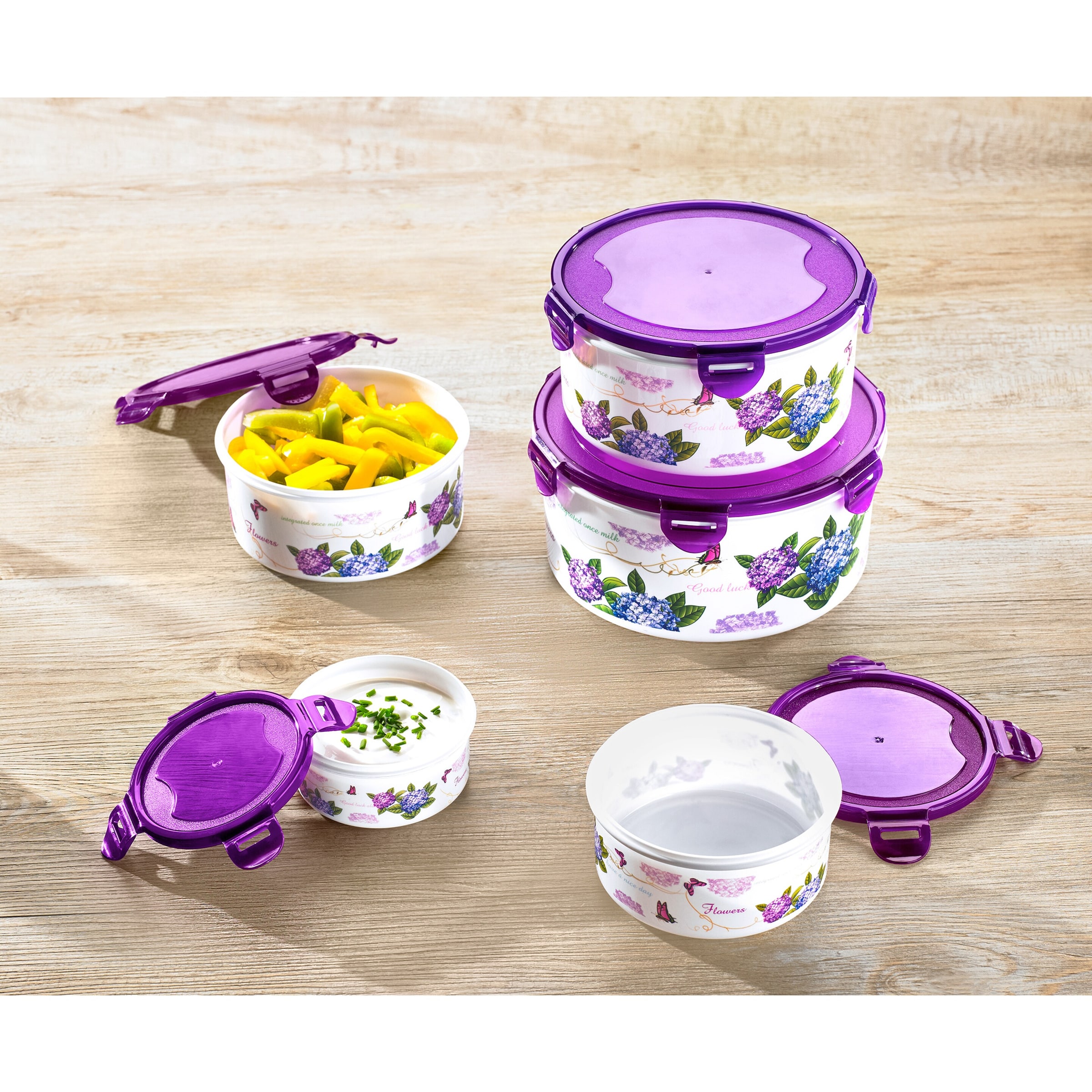 Klickdosen-Set "Hortensie", 5 Stück