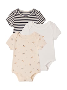 3er-Pack Baby Schlupfbodys mit kurzen Ärmeln und Hundemotiven