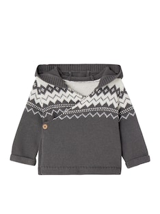 Baby Kapuzenjacke aus Jacquardstrick Oeko-Tex