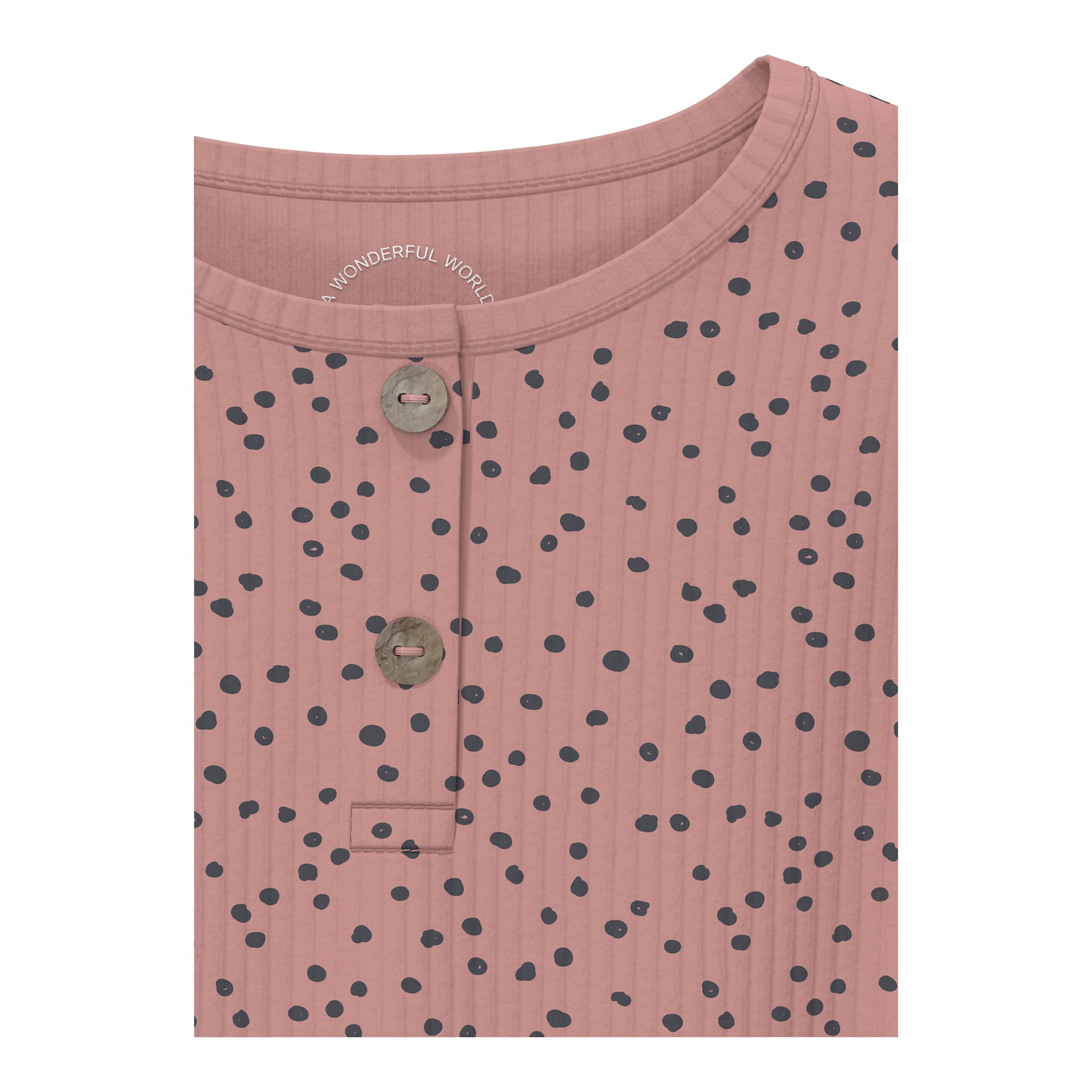 Henley-Shirt langarm Punkte Rippqualität