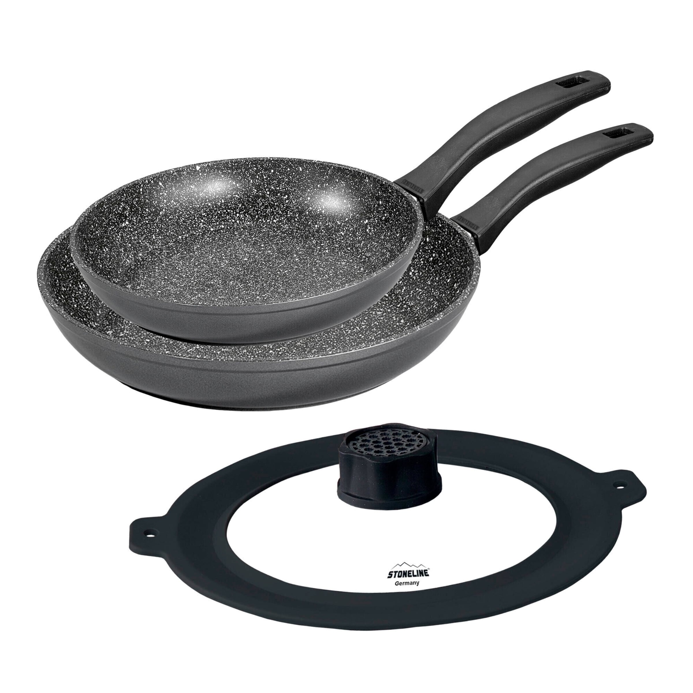 STONELINE® STONELINE Pfannen-Set 3-teilig 24/28 | mit Deckel - Schwarz