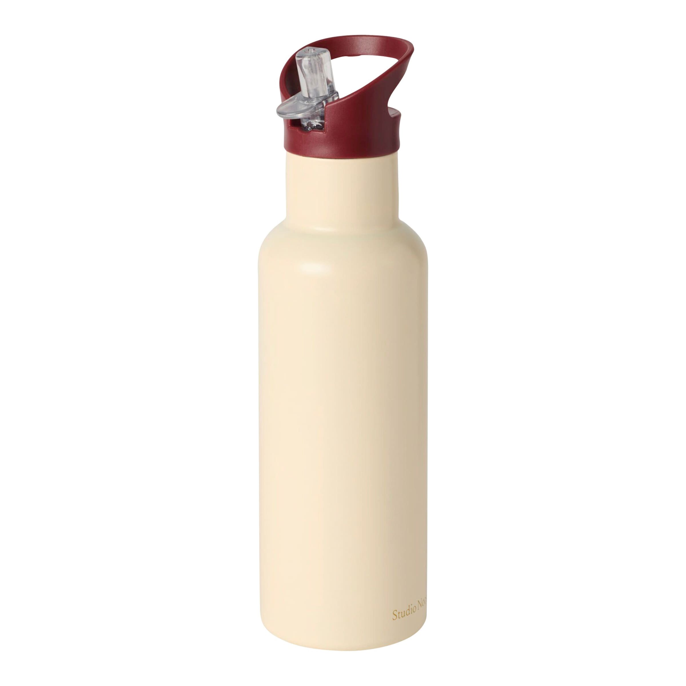 Studio Noos Edelstahl-Trinkflasche mit Strohhalm, 500ml