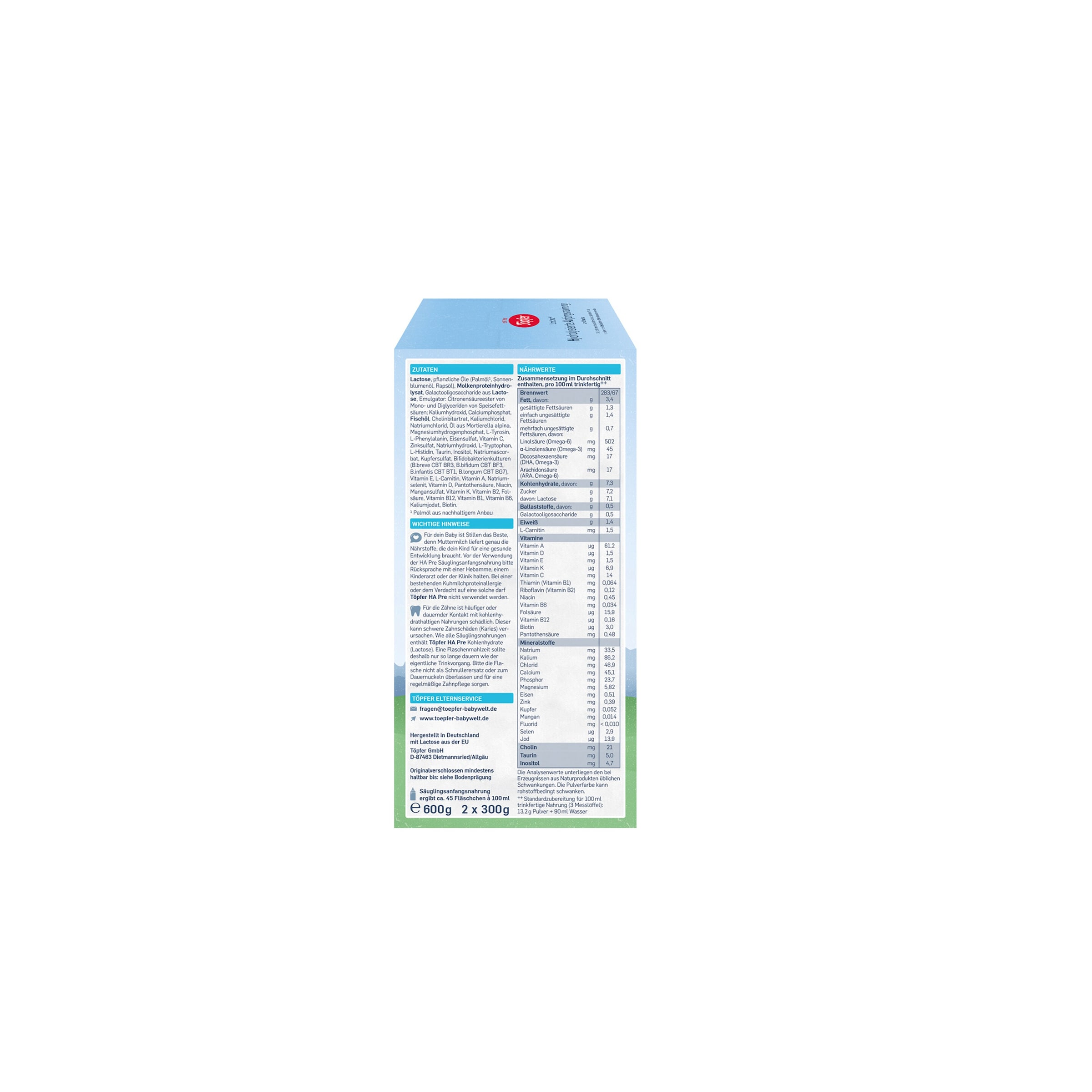 Thumbnail - Töpfer Bundle 2er Pack Anfangsmilch HA Pre, 600g