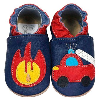 Krabbelschuhe Feuerwehr mit Feuer