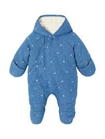 Mädchen Baby Winter-Overall aus Denim mit Fuß und Recycling-Wattierung