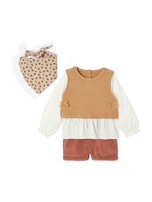 Baby Set: 2-in-1-Pullover, Cordshorts & Halstuch