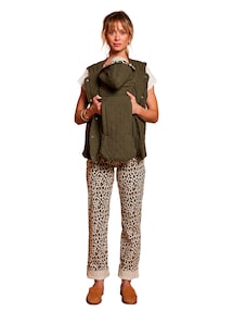 3-in-1-Steppjacke mit Babyeinsatz für Schwangerschaft & Stillzeit, Tragejacke aus Musselin