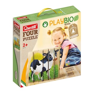 PlayBio Vier Holzpuzzles: Bauernhoftiere