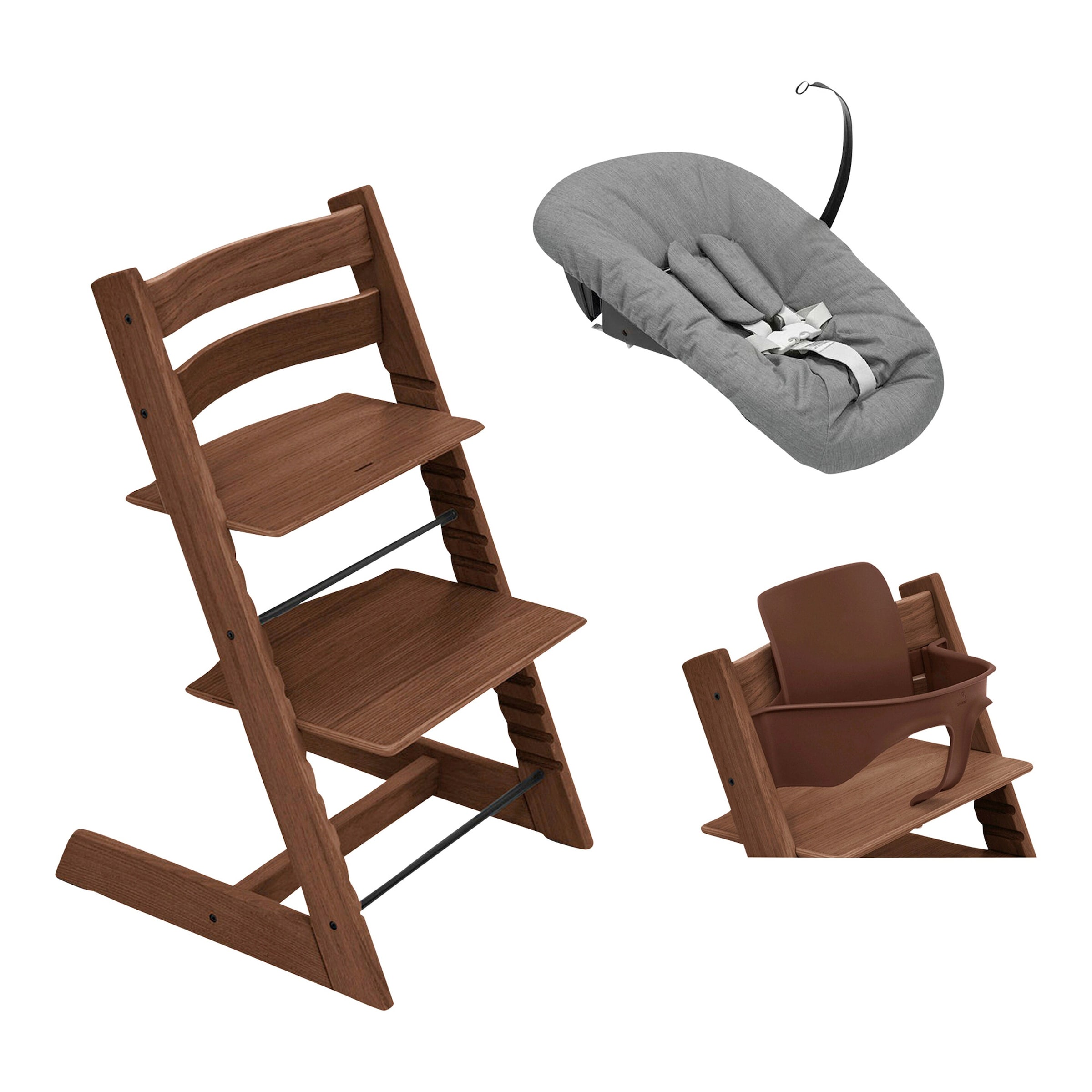 Stokke® Tripp Trapp® Bundle Treppenhochstuhl Eiche inkl. Newbornset deep grey & Babyset