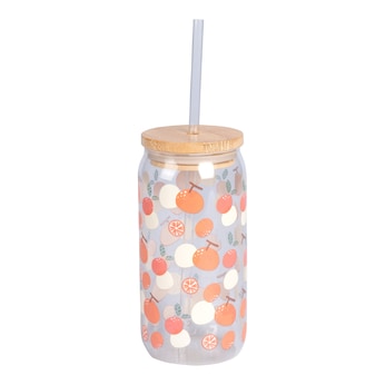 Drinkglas met rietje en deksel, 500 ml