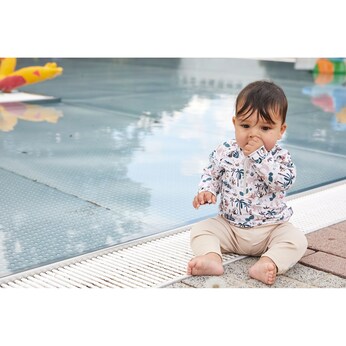 Capri-Schwimmleggings mit Windeleinsatz und UV-Schutz Rippqualität