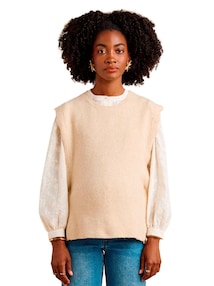 Damen Pullunder mit Wellensaum Wollmix Mama-Tochter-Capsule