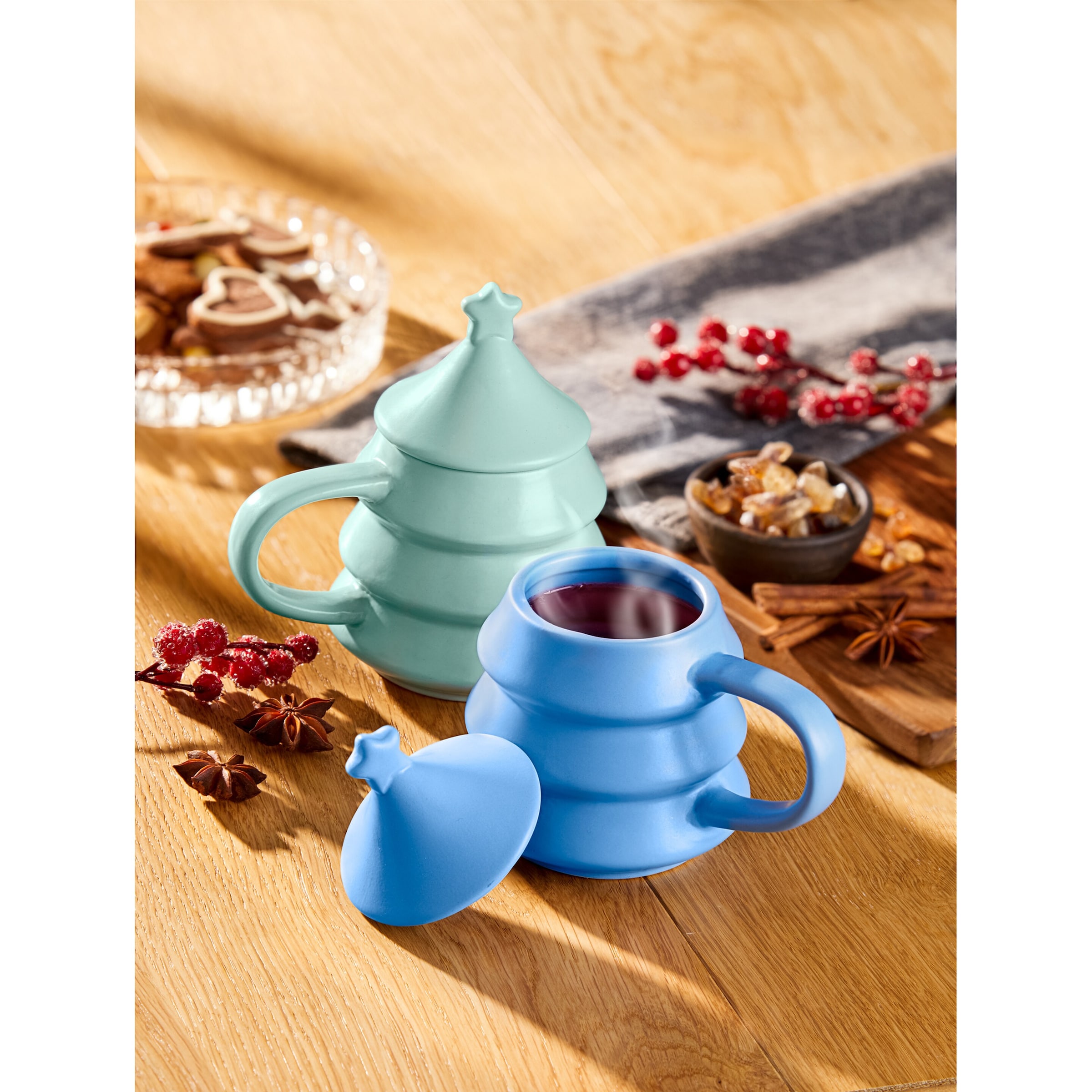 Weihnachtstasse „Tannenbaum“ mit Deckel, 270 ml, grün