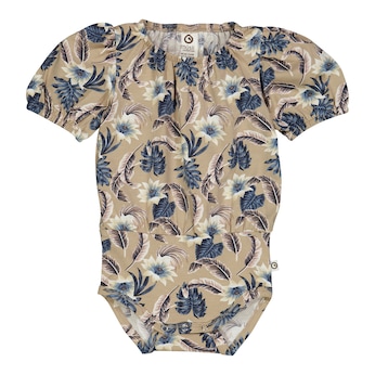 Body kurzarm Puffärmel Blumen