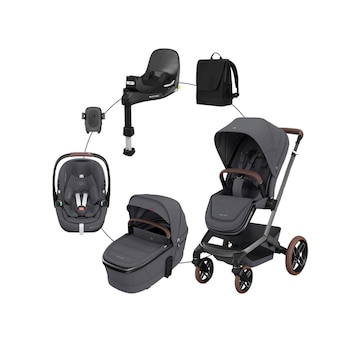 Kombikinderwagen Fame Travel-Set inkl. Babyschale Pebble 360 Pro 2, Isofix-Basis FamilyFix 360 Pro und Wickeltasche