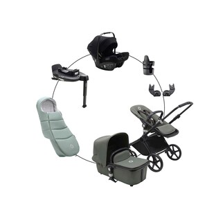 Kombikinderwagen Komplett-Set inkl. Babyschale Turtle Air i-Size, Isofix-Basis 360, Fußsack und Getränkehalter