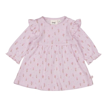 Robe ajourée manches longues fleurs ruchés