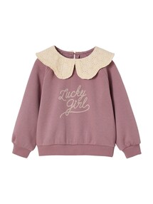 Mädchen Sweatshirt mit besticktem Kragen