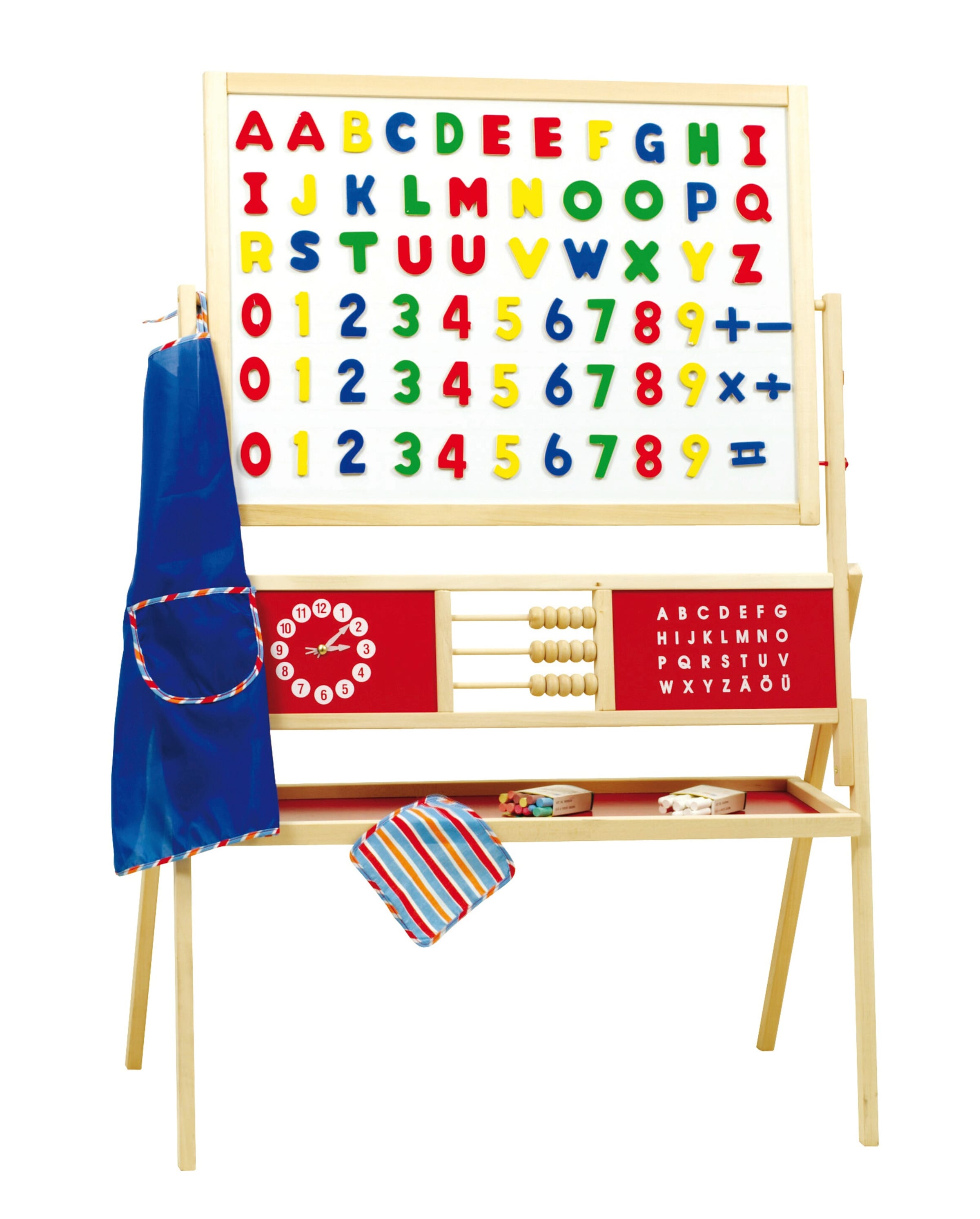 Roba Standtafel natur, Uhr/ABC,Zählwerk, Kreidekasten, beids. magnet.