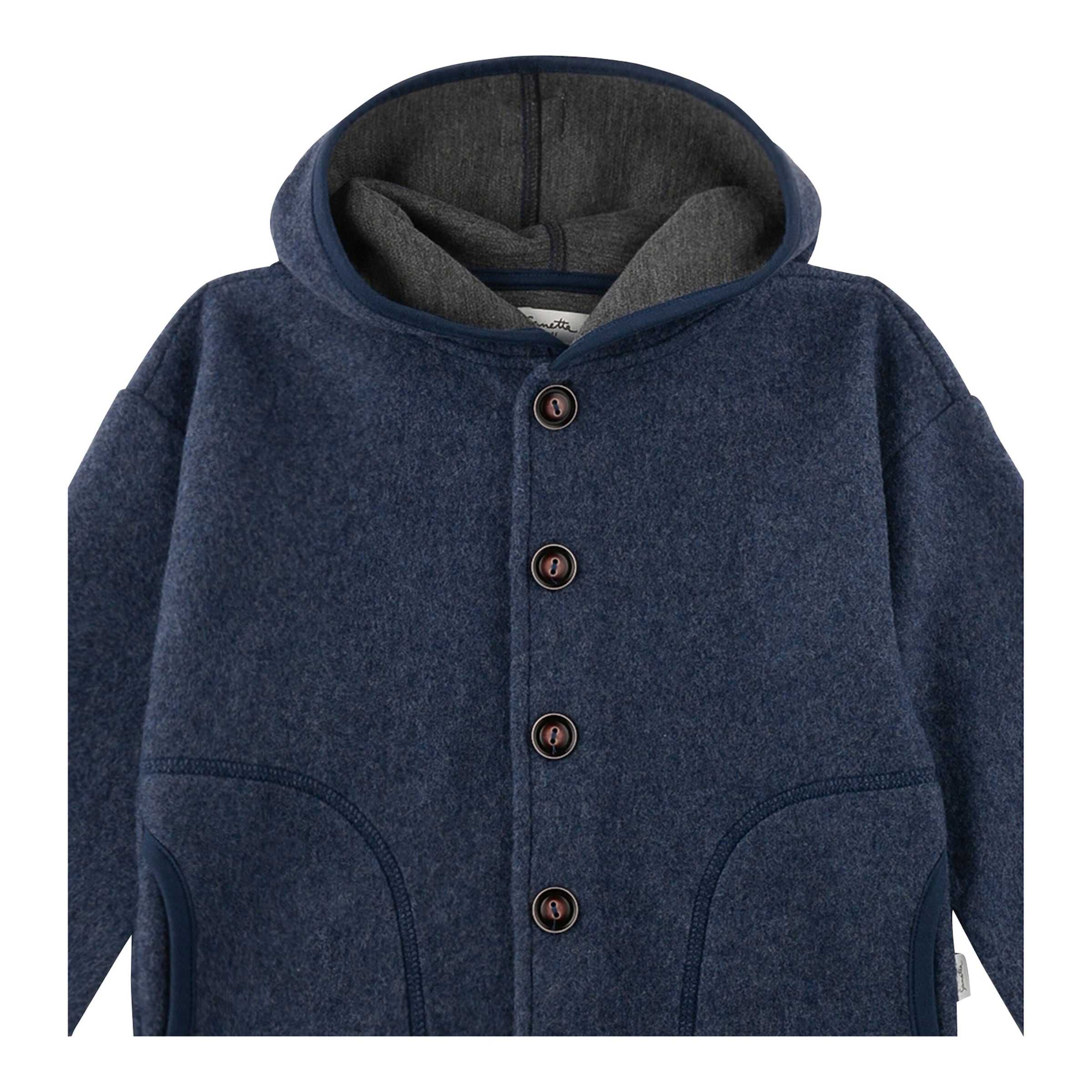 Wollfleece-Jacke mit Kapuze