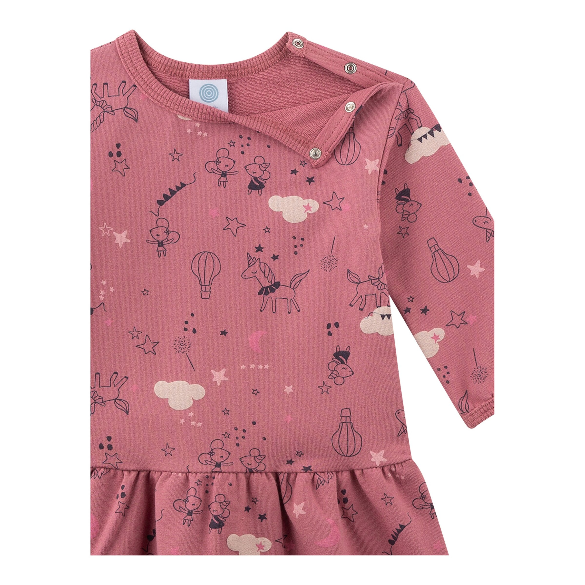 Sanetta Sweatkleid langarm Mäuse Einhörner dunkelrosa