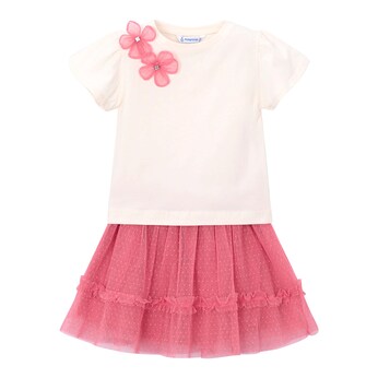 2-tlg. Set T-Shirt und Tüllrock Blumen