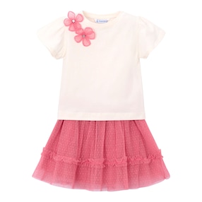 2-tlg. Set T-Shirt und Tüllrock Blumen