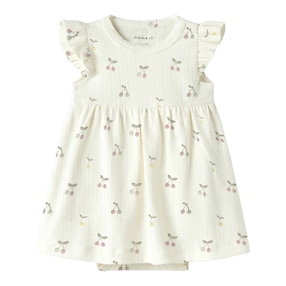 Robe-body ajourée avec manches à ailettes cerises