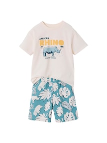 Jungen-Set aus T-Shirt und Shorts AFRICAN RHINO