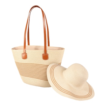 Ensemble chapeau de paille et sac, 2 pièces