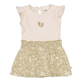 Krepp-Kleid Flügelarm Blumen 