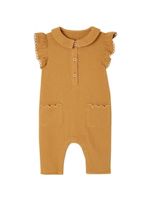 Mädchen Baby Overall, Schmetterlingsärmel mit Stickerei