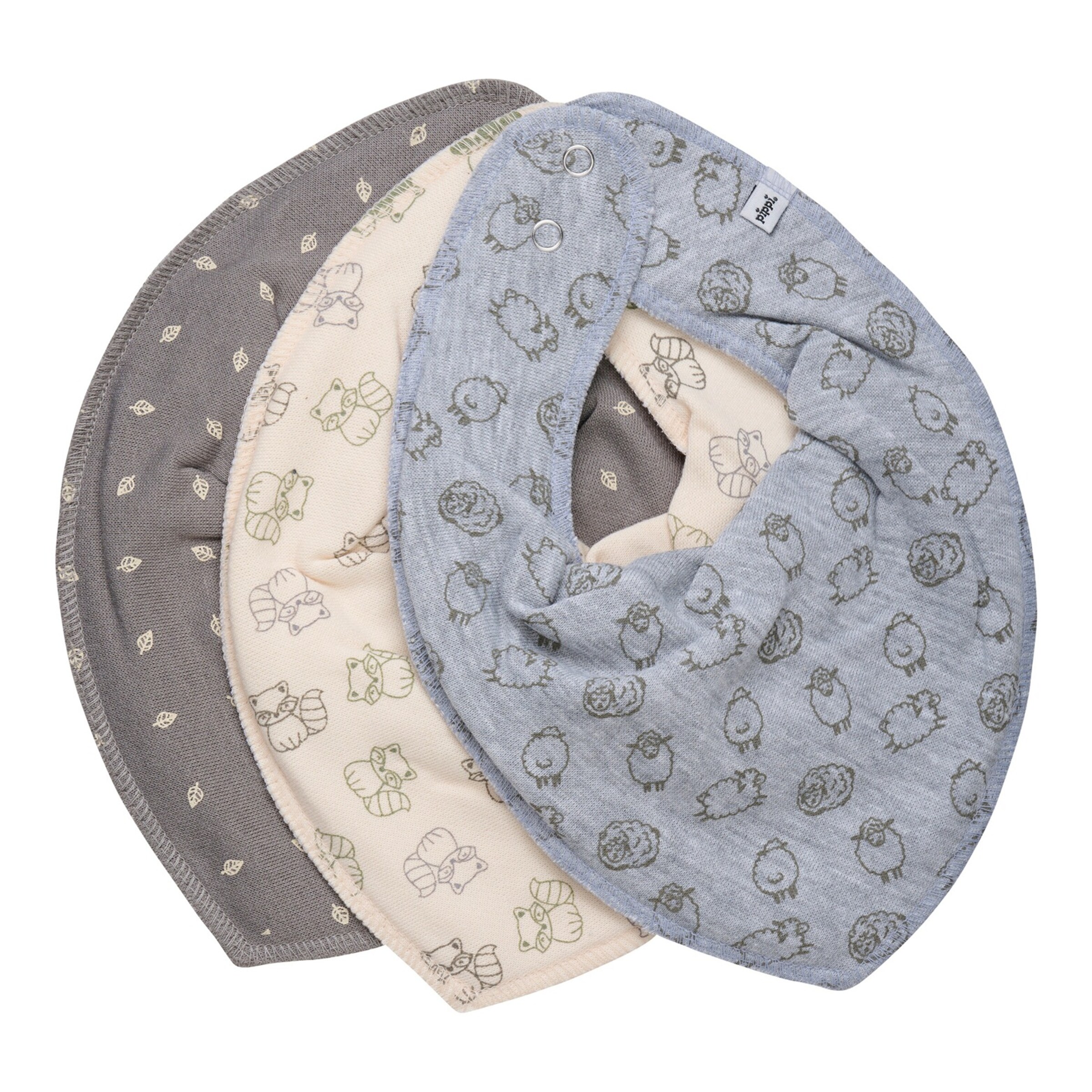 Pippi Halstuch 3er-Pack Aus Bio-Baumwolle – Saugstark, Mit Druckknopf, Für Babys & Kleinkinder (Rosa/Blau)