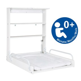 Wandwickelregal weiss inkl. Wickelauflage aus phtalatfreier Folie Vogeltanz 