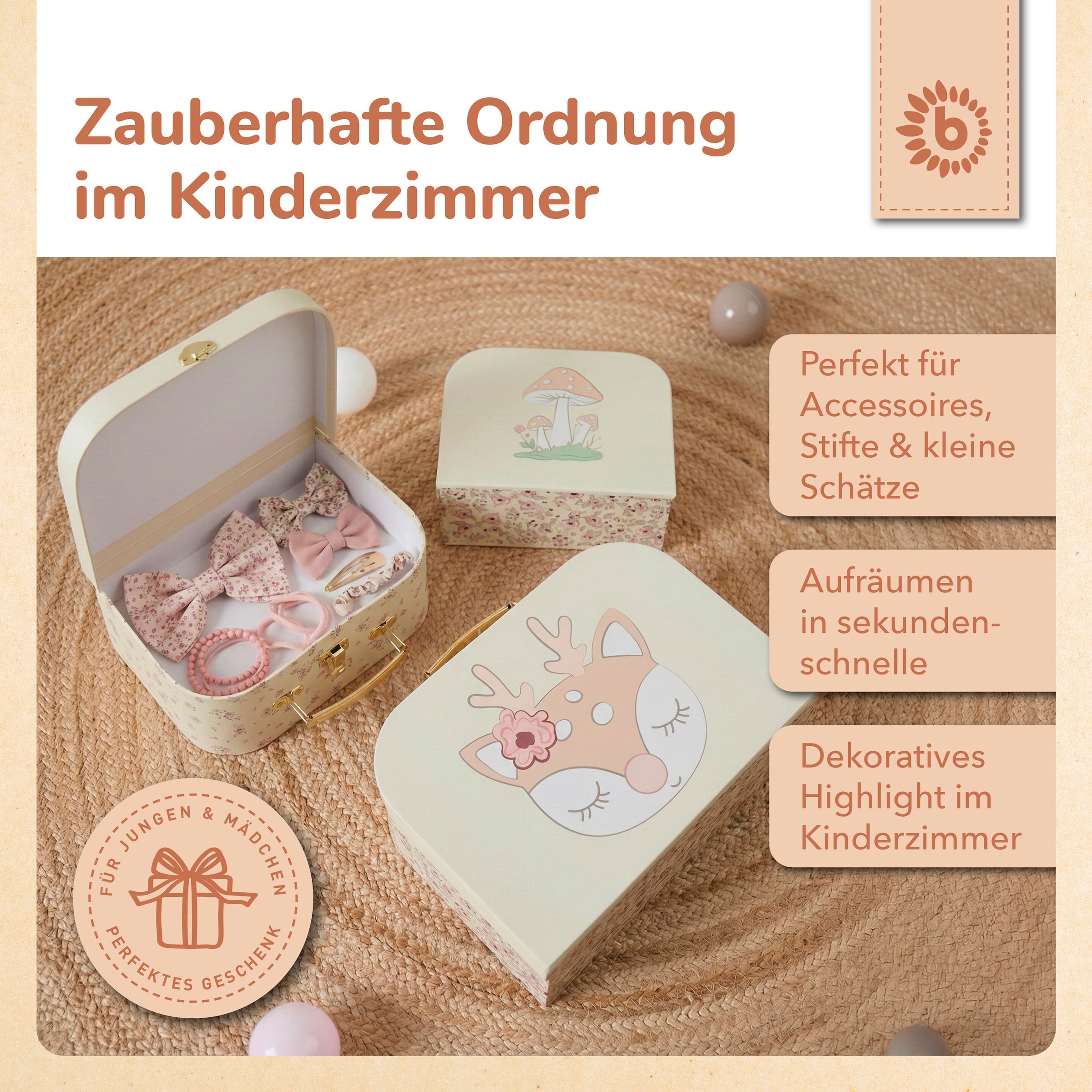 Bieco 3er Kofferset Kinder Ella Vintage Flowers