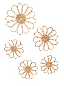 5er-Set Kinderzimmer Deko-Blumen aus Rattan BOHO