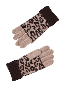 Mädchen-Set mit Leomuster: Mütze, Rundschal & Handschuhe