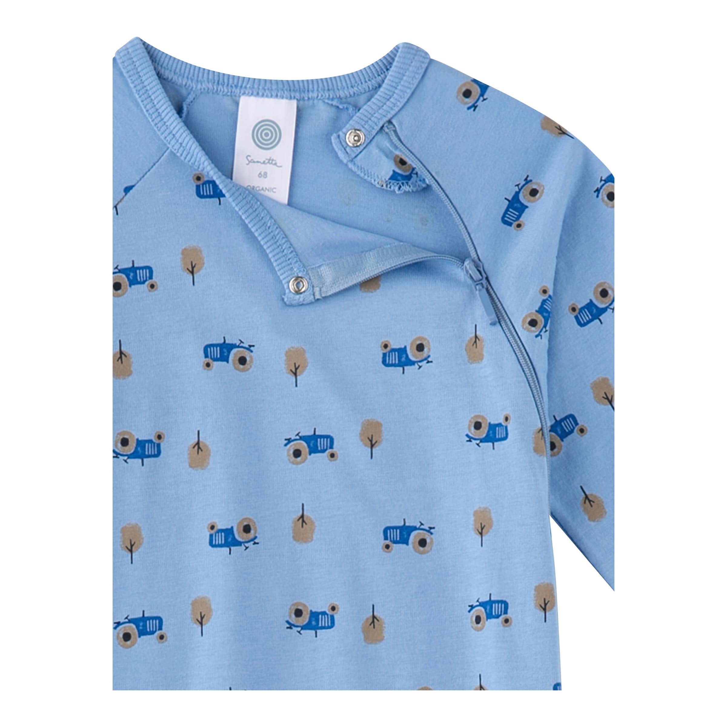 Schlafoverall mit Klappfuß Traktor