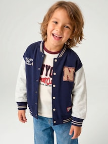 Jungen College-Sweatjacke mit Kontrastärmeln