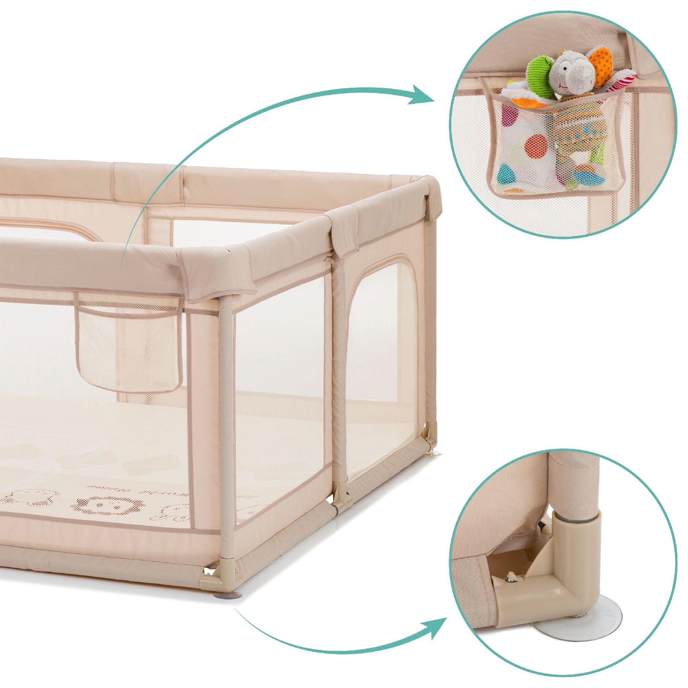 Thumbnail - Fillikid Laufgitter Malta mit Boden 150x150 cm