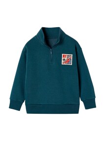 Jungen Troyer-Sweatshirt mit Reißverschluss und Aufnäher