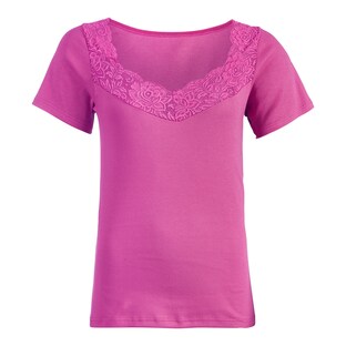 T-shirt en coton et dentelle « Sylvie »