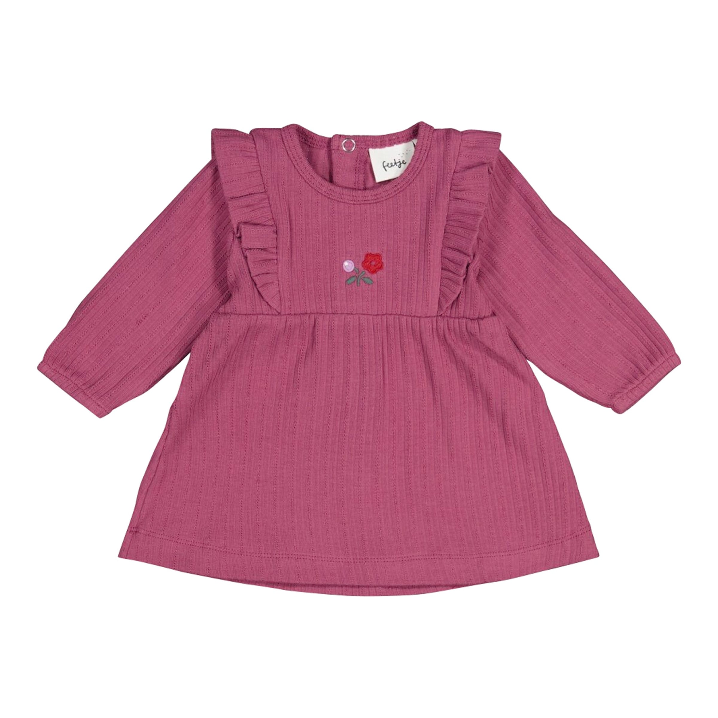 Feetje Kleid langarm Blumen Rüschen Rippqualität