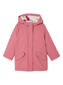 Warme Regenjacke mit Teddyfleece-Futter Mädchen, Übergangszeit