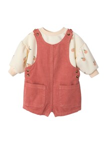 Baby-Set aus Sweatshirt und Latzshorts, Feincord